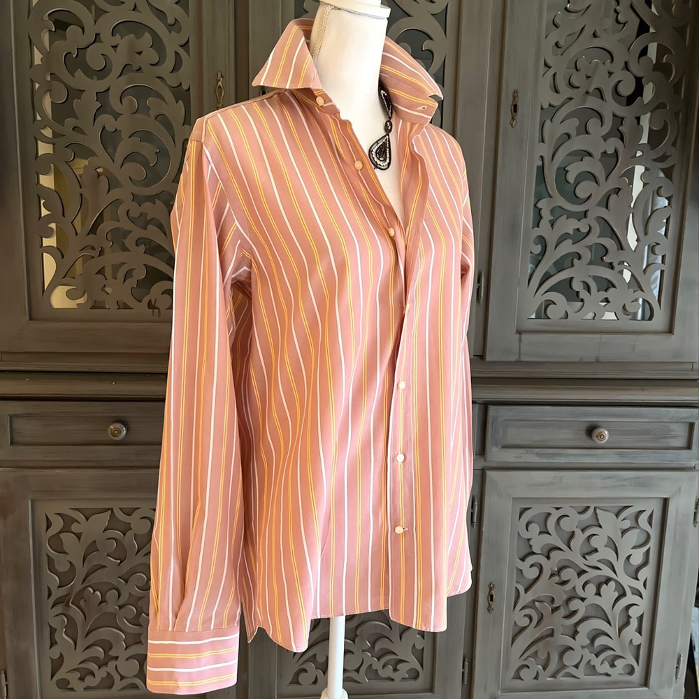 Etro Pink Striped Button Up Shirt 38 View 3